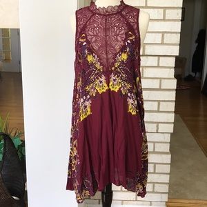 Free People Intimately Wine Marsha Lace Slip Dress